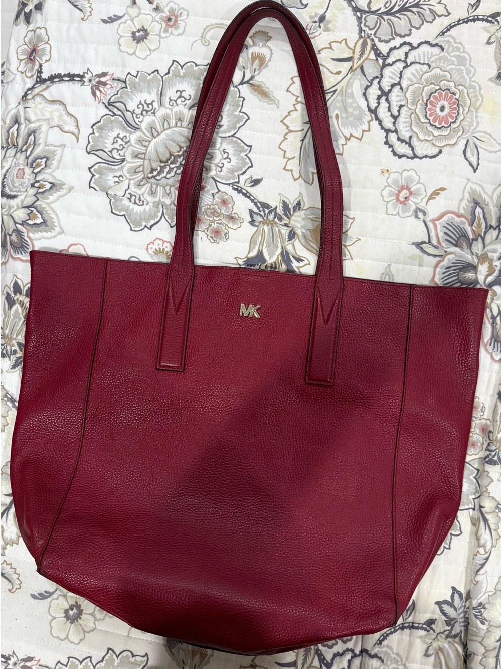 Michael Kors Burgundy Pebbled Leather Tote